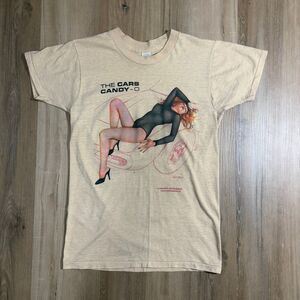 Vintage The Cars Candy O Tan Shirt Sz M 70s New Wave Synth Pop Rock Tour Tee